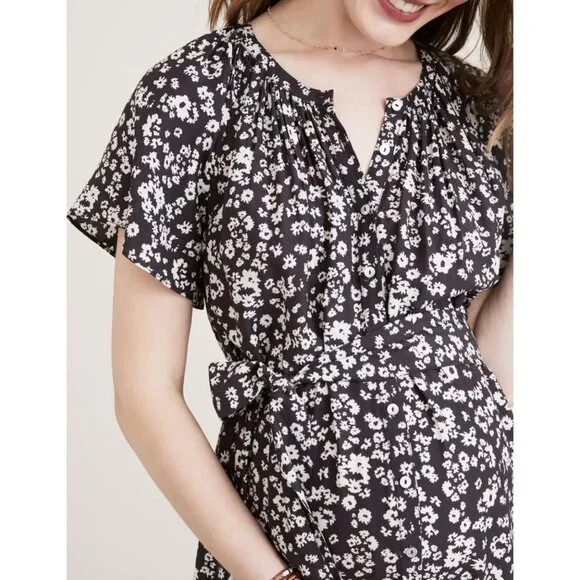 NWT HATCH The Regina Jumpsuit black white floral SZ0 bust42
